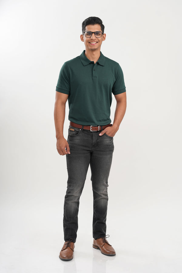 Polo Pique Solido Pine Green