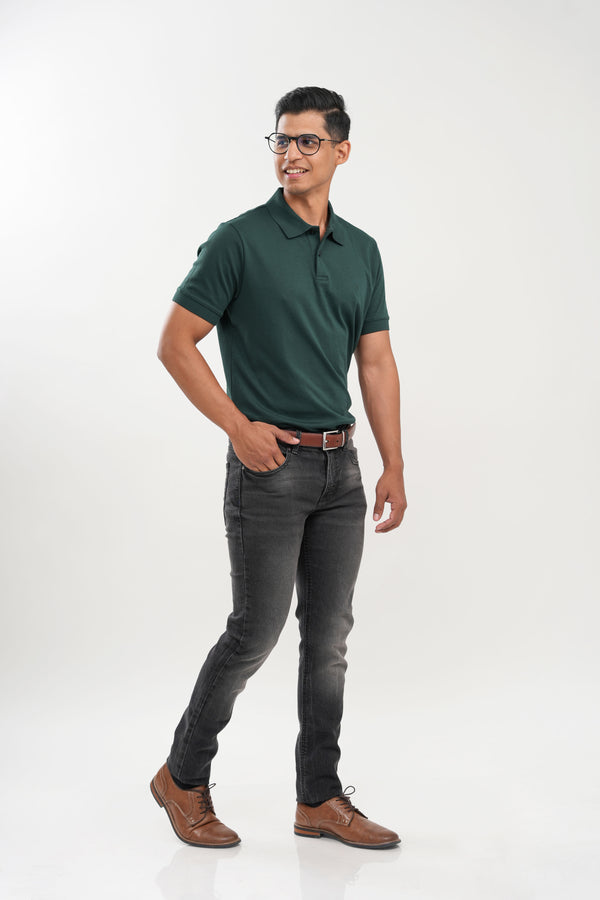 Polo Pique Solido Pine Green